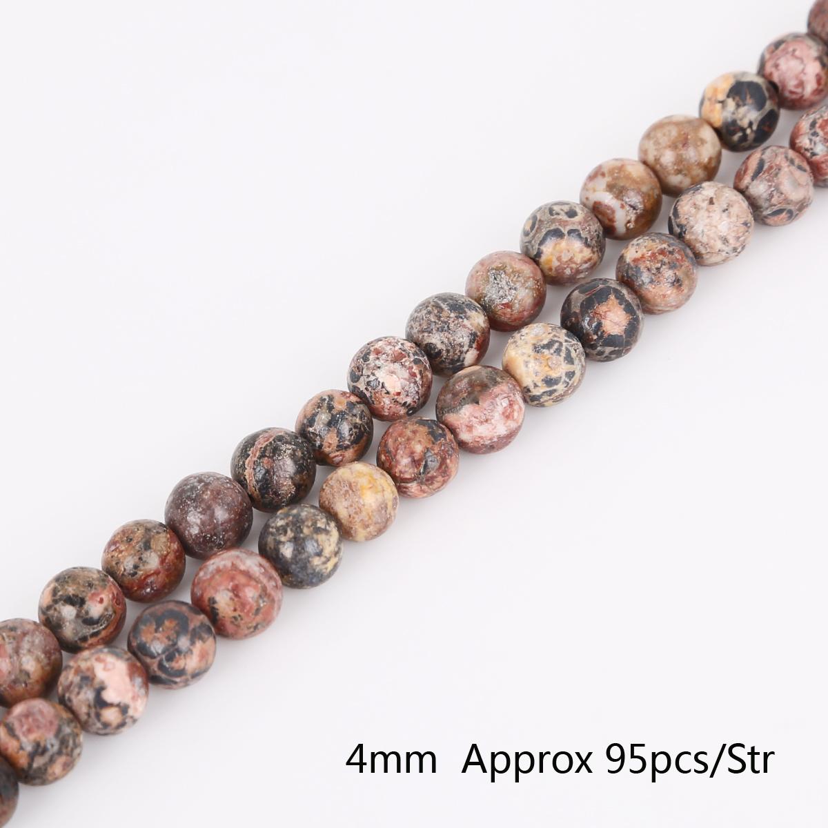 

Бусины из красного леопардового камня Натуральные 15-дюймовая нить для изготовления украшений своими руками Выберите размер 4-12 мм 4mm 95pcs