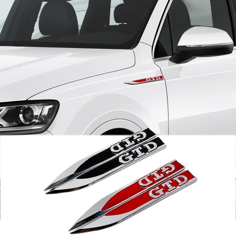 2pcs Metal GTD Logo Car Fender Emblem Sticker Body Side Badge Decal for Golf Passat Jetta Touareg Tiguan Polo Bora CC MK6