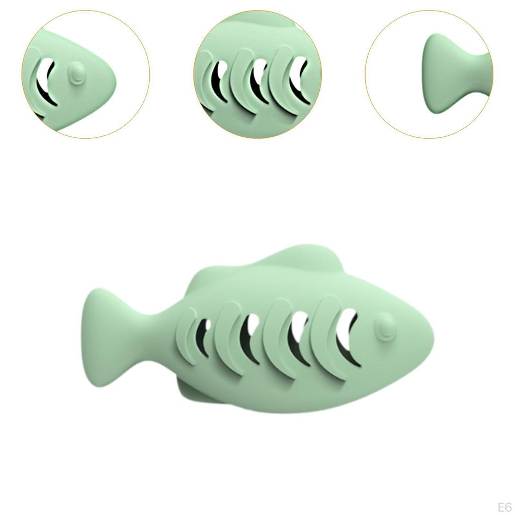Cat Feeding Toy in Fish Shape, Silicone Chewable Dispenser for Cats