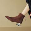 Fashion New Autumn Winter Sheep Suede Women Boots Fashion Rhinestone Chunky Heels Pointed Toe Knight Boots for Women Short Boots Women