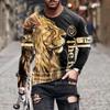Vintage Long Sleeve T Shirt For Men Animal 3d Print Top Summer Men'S Casual Oversized O Neck Pullover Fashion Male Clothes