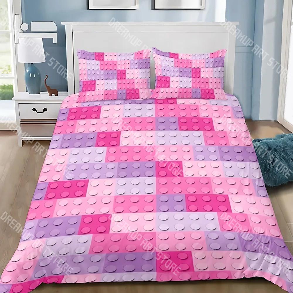 Fashion Toy Building Blocks Bedding Set Single Twin Full Queen King Size Bed Set Kids Bedroom Duvetcover Sets Bed Sheet Set