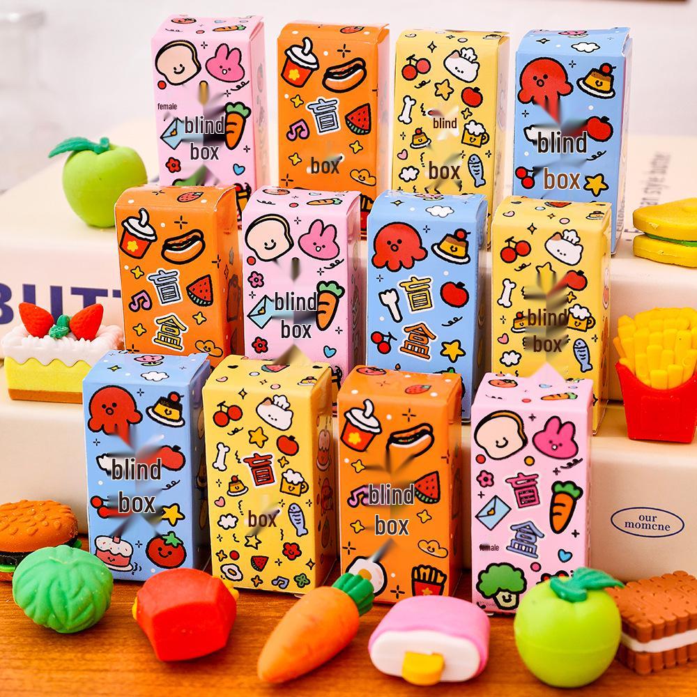 Cartoon Snack Eraser Blind Box – Cute, High-Value Stationery Gift for Students