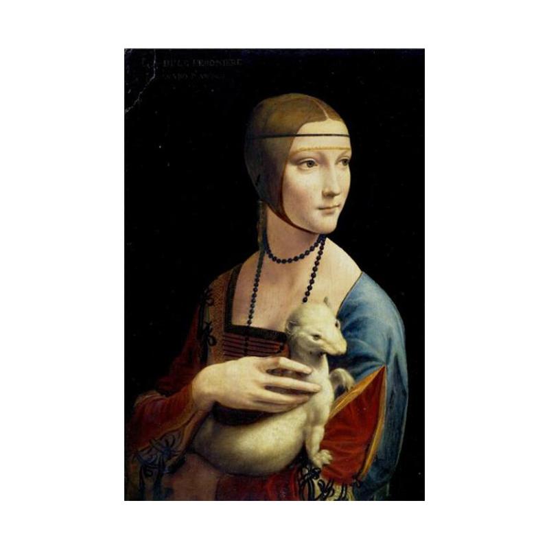 

Репродукции картин на холсте «Дама с горностаем» на стене Леонардо да Винчи, знаменитый холст, настенное искусство, домашний декор 20x30cm