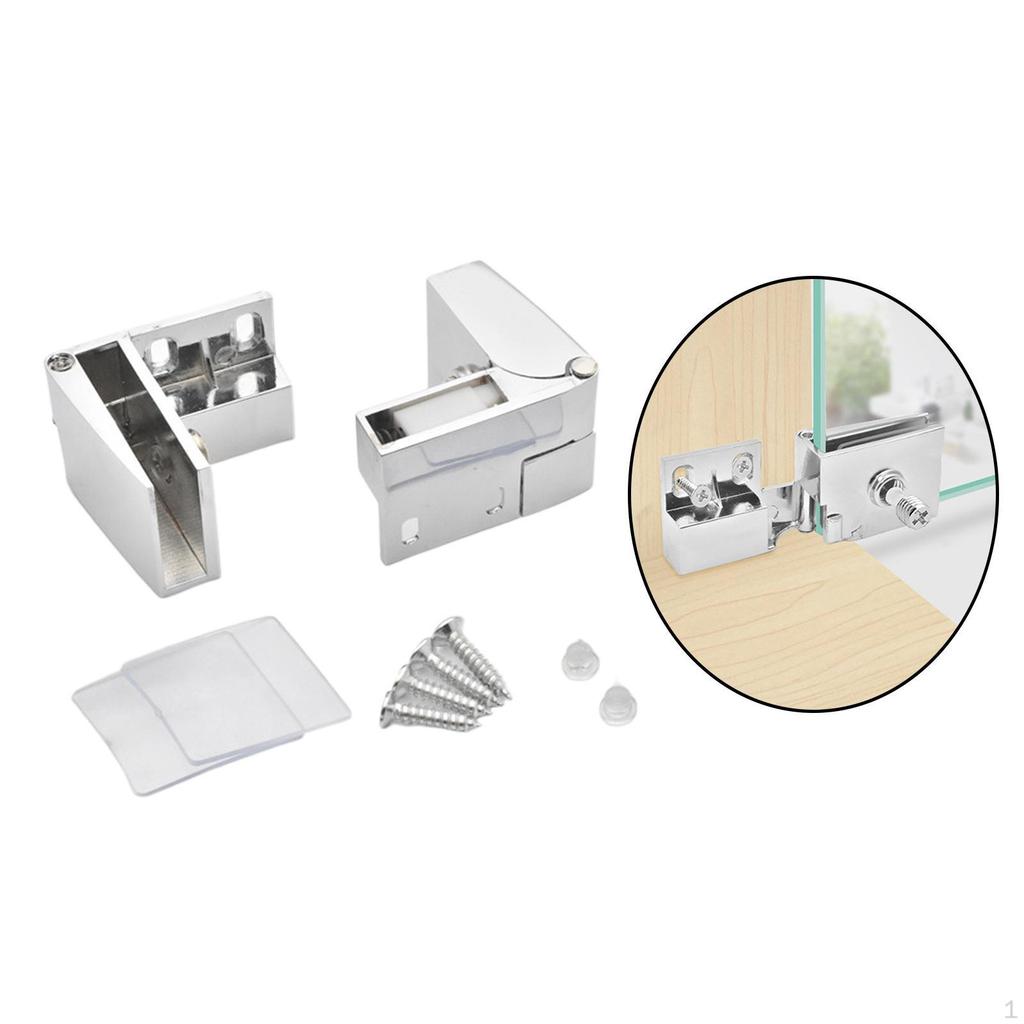 Glass Door Hinge Display Zinc Alloy with Screws Mounted Closer for Cupboard Wardrobe Replacement