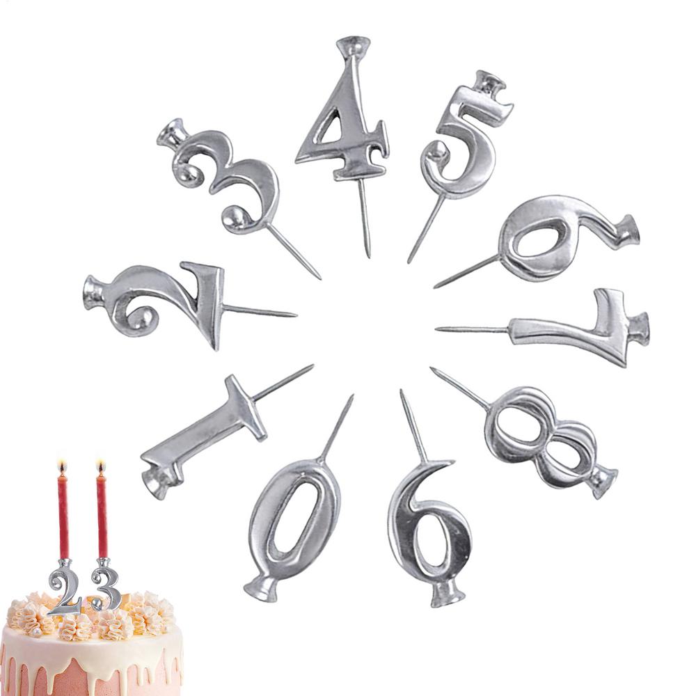 Stainless Steel Number Birthday Candle Holder Reusable Versatile Metal Number Candle Holders Number 0-9 Cake accessories