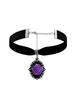 Gothic Temperament Oval Lacework Purple Rose Flower Resin Pendant Velvet Collar Necklace for Women Men Hallowmas Jewelry Gifts