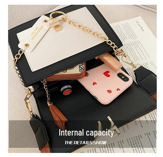 Korean Style Frosted Fabric Color Block Shoulder Bag - Autumn/Winter Fashion