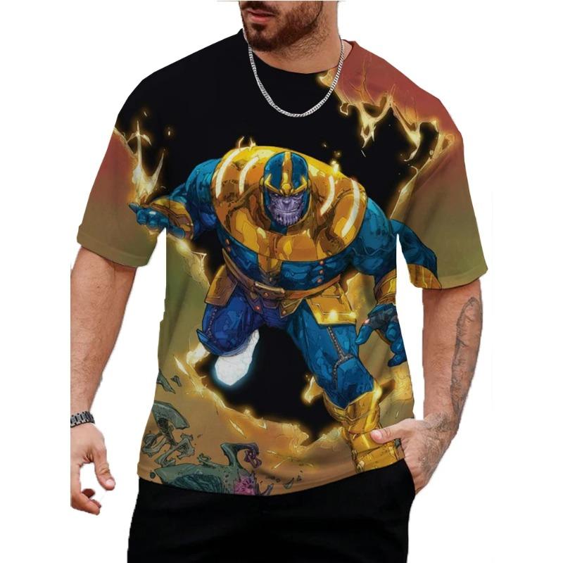 Men's 2026 Thanos Pattern Printed T-shirt Printed Round Neck Short Sleeve Fashionable and Comfortable Men's Summer Clothing