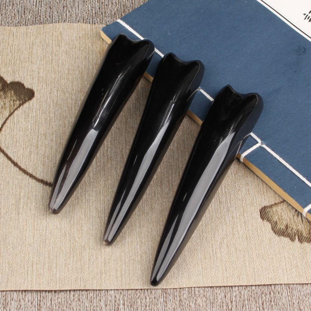 Natural Black Buffalo Horn Massage Stick Handhold Meridian Acupressure Pen  Women