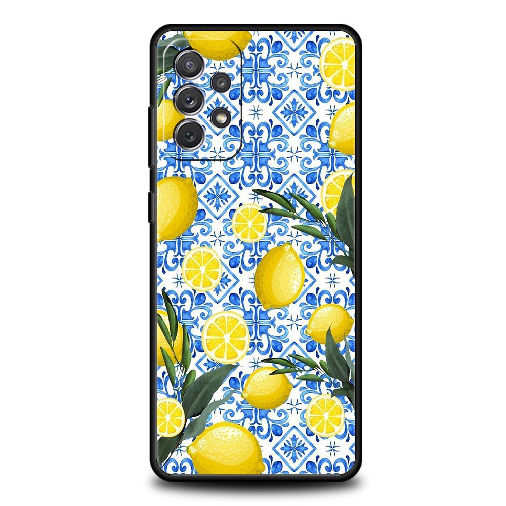 Phone Case for Samsung Galaxy A55 A53 A52 A52S A51 A41 A35 A32 A25 A23 A15 A13 A71 A72 Soft TPU Fresh Summer Fruit Lemon Cherry