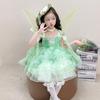 Girls' 2025 Summer Lolita Princess Dress with Stylish Wings - Green Grape Birthday Skirt