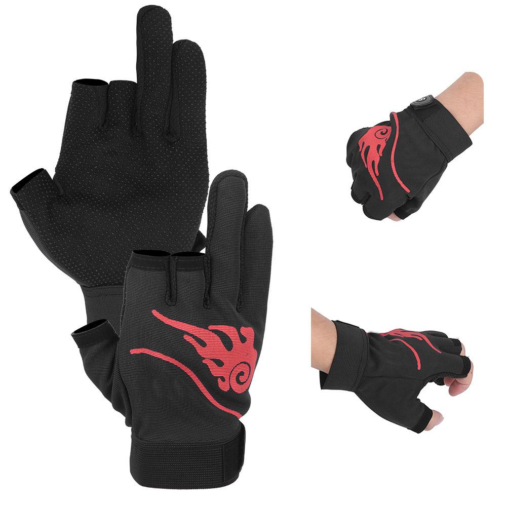 1 Paar rutschfeste Angelhandschuhe mit 3 geschnittenen Fingern, Sporthandschuhe für Outdoor-Angelausrüstung(Schwarz )