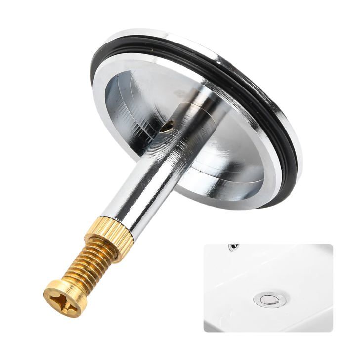 Bouchon de vidange universel en laiton réglable 50–55 mm pour baignoire et évier, finition argent