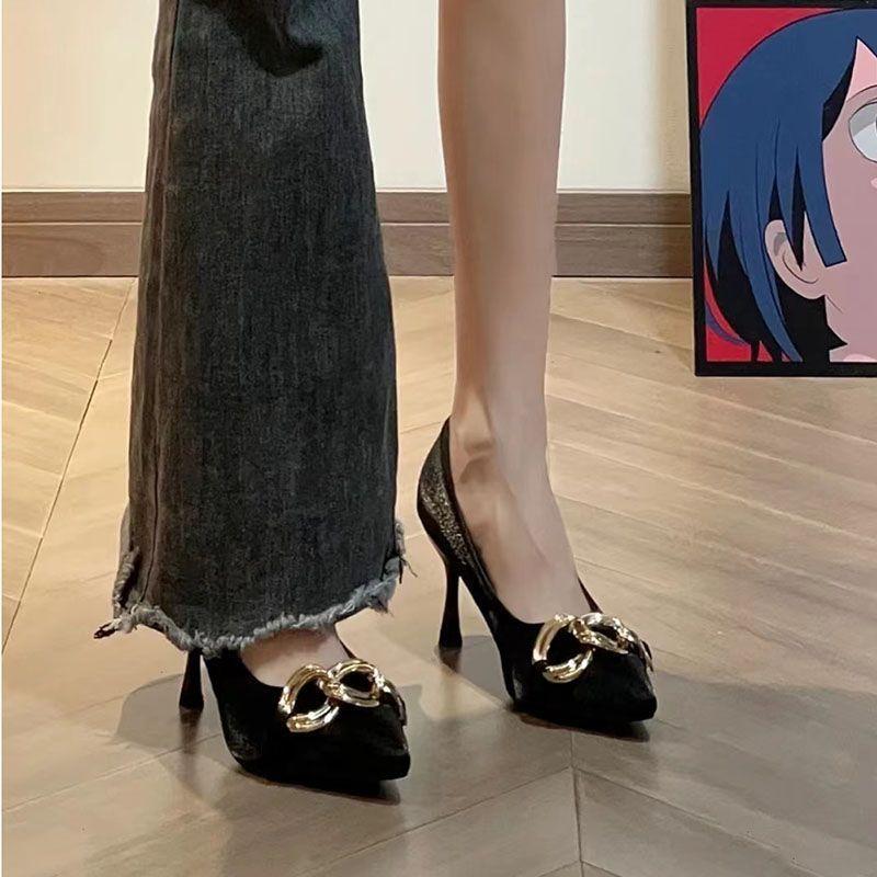 High Heels Women's Shoes Spring and Autumn Stilito Pointed Toe Ladies Pumps Korean Style Quick Delivery Elegant Dress Footwear