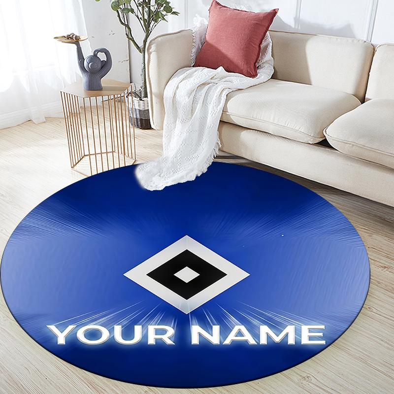 Custom Name HSV Round Area Rug,Carpet Rug for Living Room Bedroom Sofa Playroom Decor,Non-slip Floor Mat