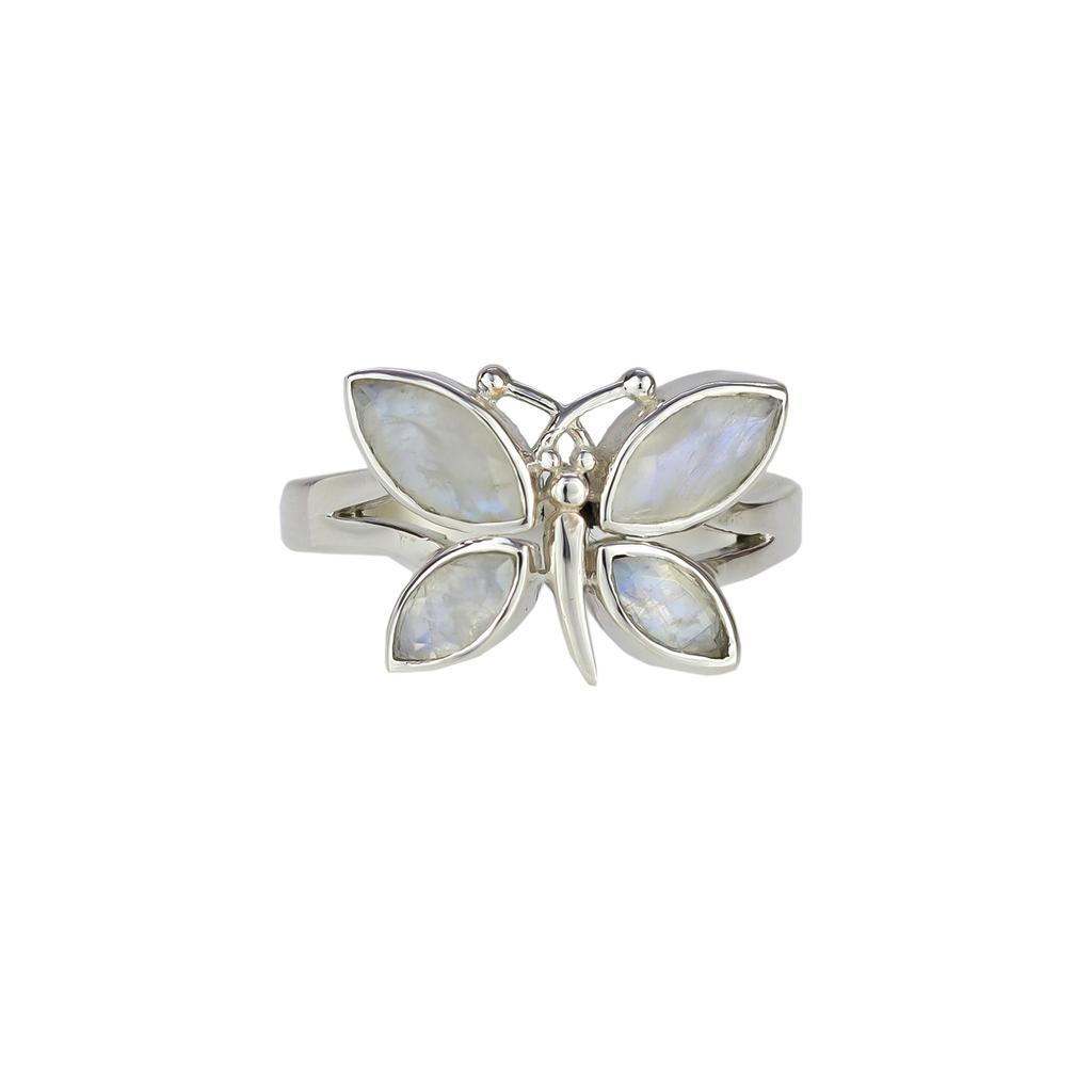 Natural Red Garnet Butterfly Ring, 925 Sterling Silver Charm Ring, Women's Ring, Promise Ring, Engagement Ring, Gift For Her