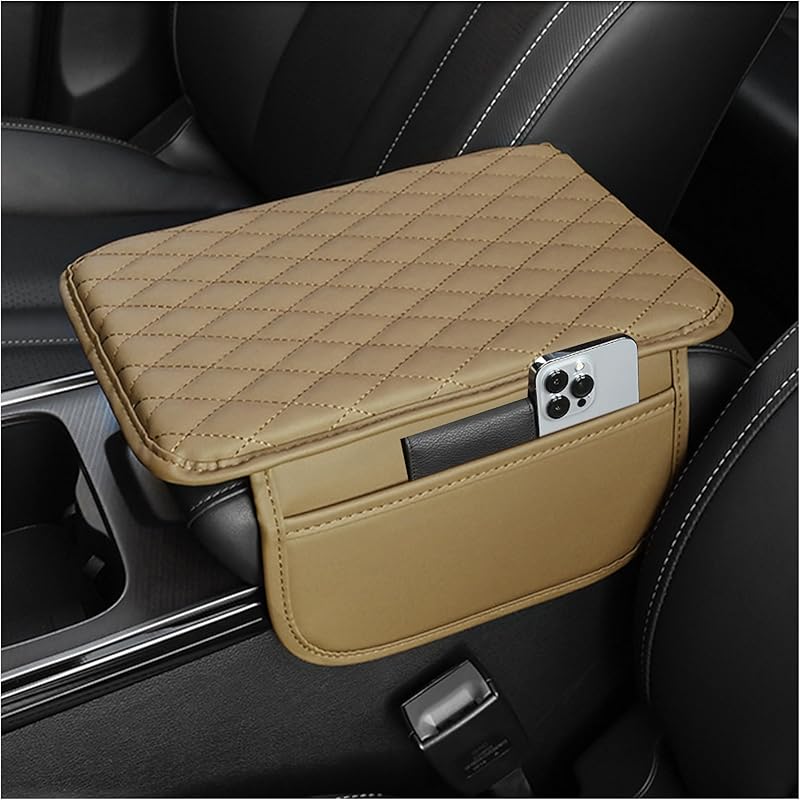 Upgraded Car Center Console Cover,Microfiber Leather Car Armrest Cover Cushion with 2 Storage Bags,Car Armrest Storage Box Interior Accessories for