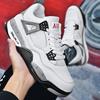 AJ4 Men's Little White Cement High-Top Basketball Sneakers, Thick-Soled, Autumn 2025 Trendy Edition