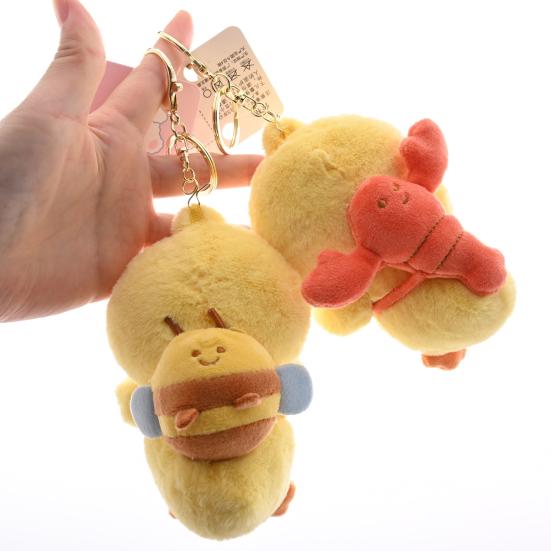 Worried Duck Plush Keychain Cute Stuffed Animal with Random Accessory Soft Bag Charm & Car Decoration Gift for Kids Adults