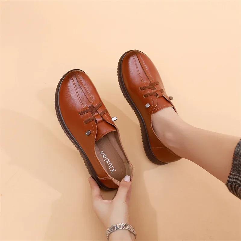 

Женские оксфорды на шнуровке, удобные кожаные туфли, женские дизайнерские мокасины, черные туфли без застежек, женские туфли для вождения, ретро-лоферы 41 светло-коричневого