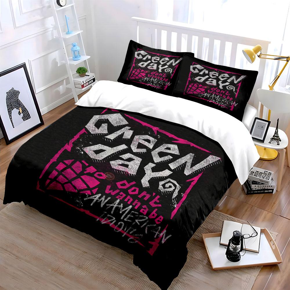 Green Day American Idiots Set Bedding Duvet Cover Set Duvet Cover Pillowcases  (1*Duvet Cover 2*Pillowcases, without duvet insert)
