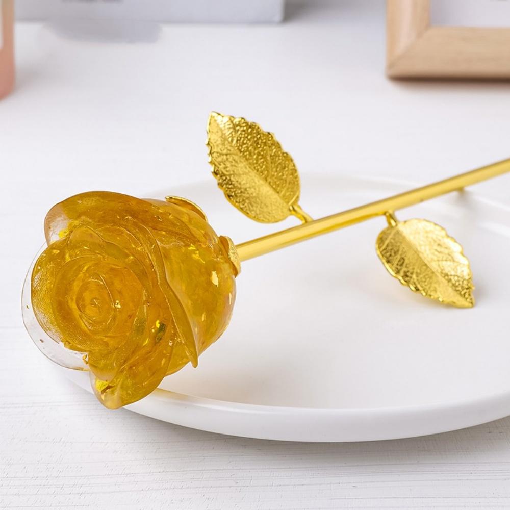 Romantic Crystal Rose Flower Ornament Figurine Valentine's Day Gift for Girlfriend Birthday Wedding Gifts Home Table Decoration
