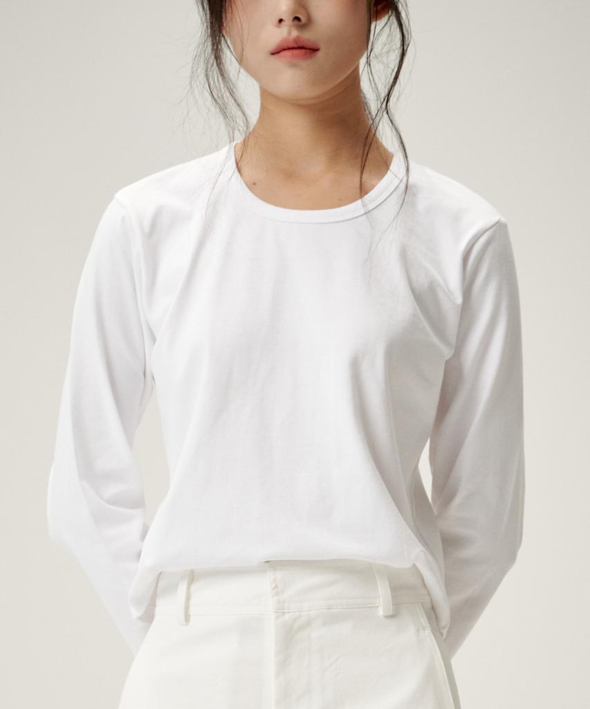 Linte Autumn Sleeve Basic T-Shirt White