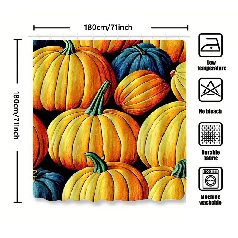 Tuniu Autumn Pumpkin Seamless Pattern Shower Curtain Fabric Decorative Home Decor Gift