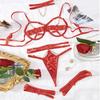 Metal Chain Design Interwoven Straps Erotic Lingerie Set