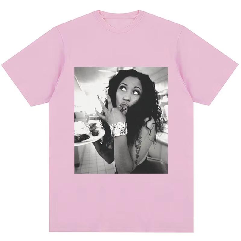 Rapper Nicki Minaj Print Vintage TShirt Men Women Hip Hop Fashion Casual T Shirts Summer Cotton Casual Tees Streetwear