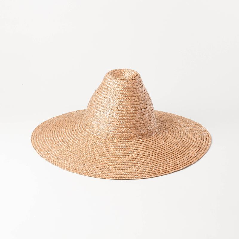 European, American spring and summer new tapered high-top light board hand-woven big-eave straw straw hat outdoor sun protection beach straw hat