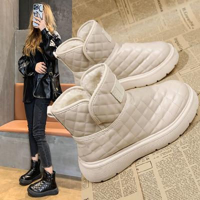 Fleece Thickened Snow Boots Women's New Winter Non-slip Bread Shoes Cold-resistant and Warm Large Cotton Shoes