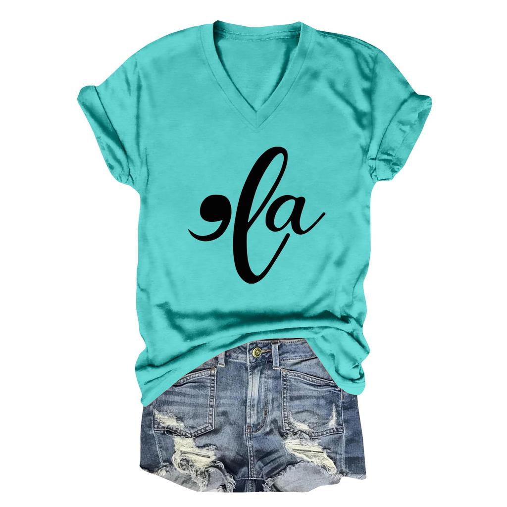 Dame T-skjorter Komma La T-skjorter Kamala-Harris Skjorter Morsomme Grafiske T-skjorter V-hals