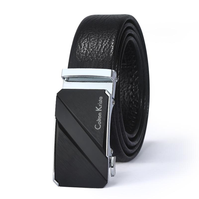 Men'S Belt Business Casual Cowhide Belt Automatic Buckle Medium Belt Boys Trendy Belt
