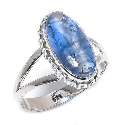 Bague cadeau en argent sterling 925 massif, faite à la main, avec pierre précieuse de cyanite naturelle, taille S.8 G7e17