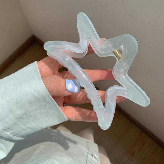 Hair Claw Transparent Jelly Color Bow Tie Star Design Shark Clip Back Head Large Hair Clip Hair Accessory