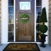 Simulation Wreath Welcome Door Decoration Green Wreath Wooden Sign Pendant