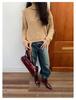 French Lazy Style High Neck Sweater: Tie-Up Knit Top for Women with Loose Long Sleeves