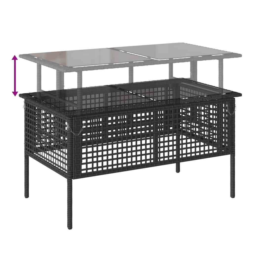 4 Piece Garden Sofa Set with Cushions Black Poly Rattan Glass Table