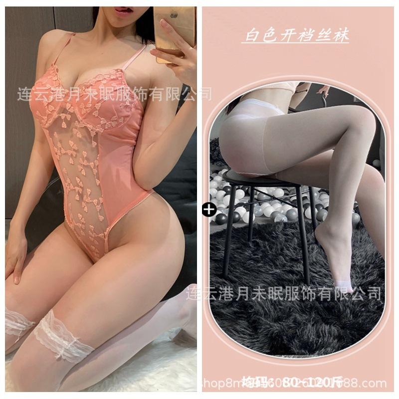 Sexy lingerie sexy lace mesh embroidery fantasy perspective suspender one-piece passion seduction uniform
