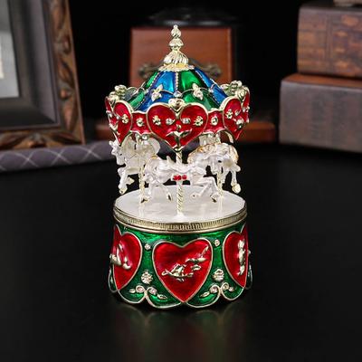 Carousel Jewelry Box European Alloy Enamel Color Retro Wind Table Lamp Decoration Box Jewelry Box