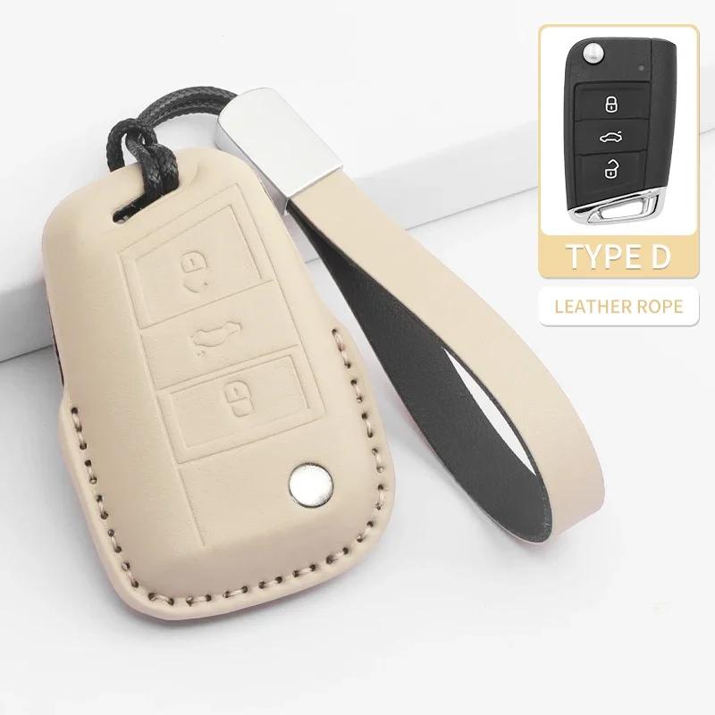 Car Key Cover For VW Volkswagen MK7 Golf 7 Passat Tiguan MK2 For SEAT Ateca Leon FR 2 PU Car Key Protector Shell Accessories