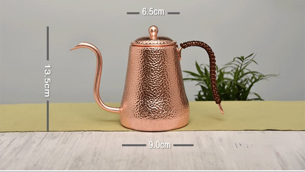Handmade Rich Coffee Hammered Copper Coffee Server Tea Vintage Coffee Copper Pot, Kettle, 500ml, Narrow-mouth Kettle, Teapot, Pot,