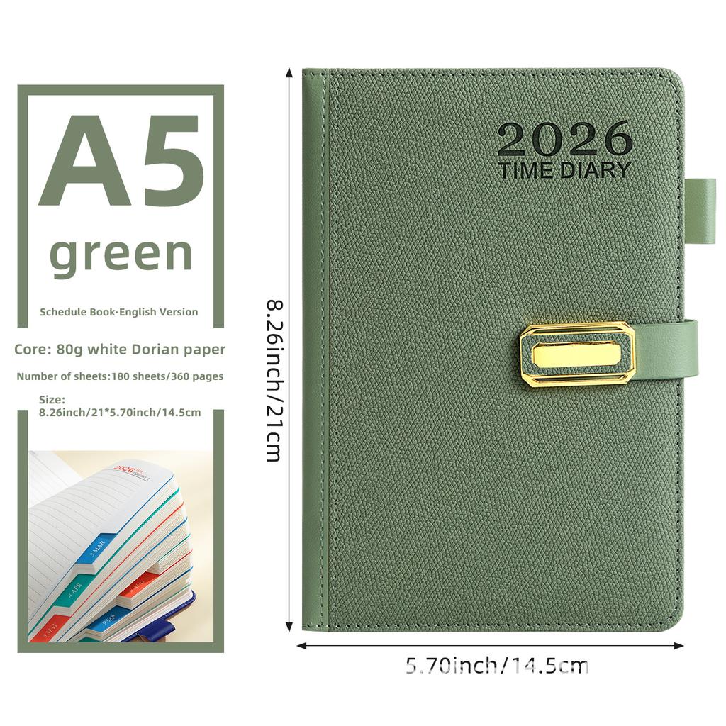 1PC 2026 Cross-border English Spanish Schedule Book Time Planner Thickened 365 Days Daily One Page Notepad