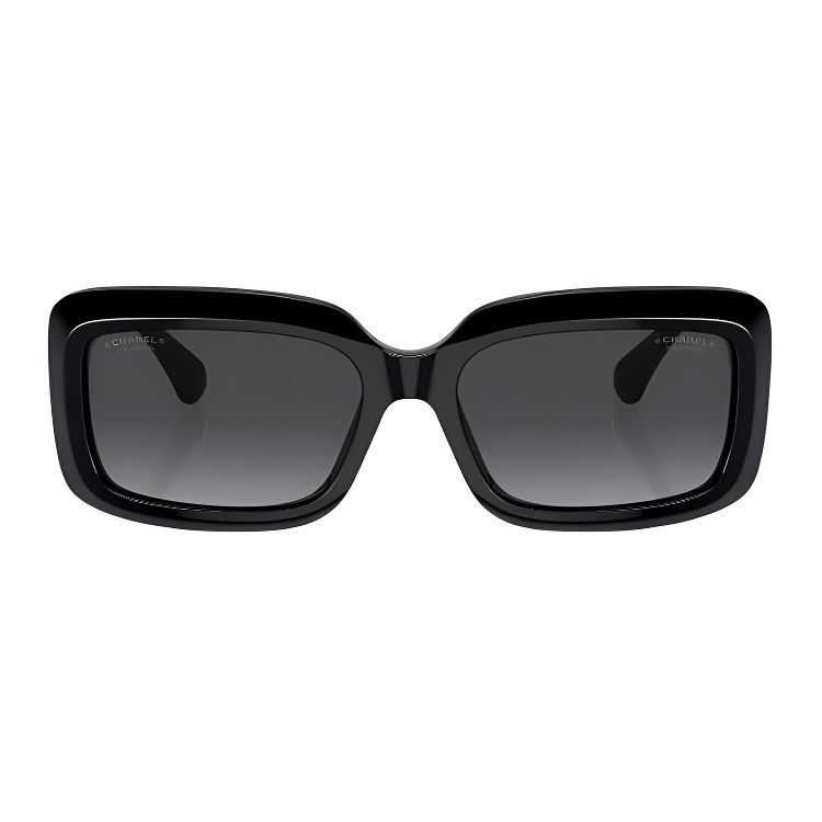 Chanel Okulary przeciwsłoneczne Acetate Nieregularna oprawka Unisex Czarne CH5520