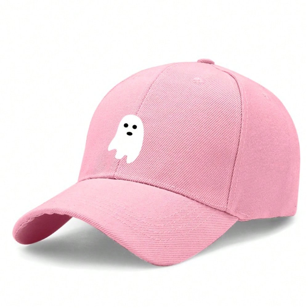 Ghost Print Baseball Cap - Unisex Adjustable Lightweight Hat With Soft Fabric Perfect For Casual Outings & Halloween Season Polyester