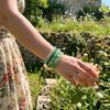 Bracelet Élastique Extensible Empilable Perles de Verre Multi-Brins Bracelet Superposé Décor de Fête
