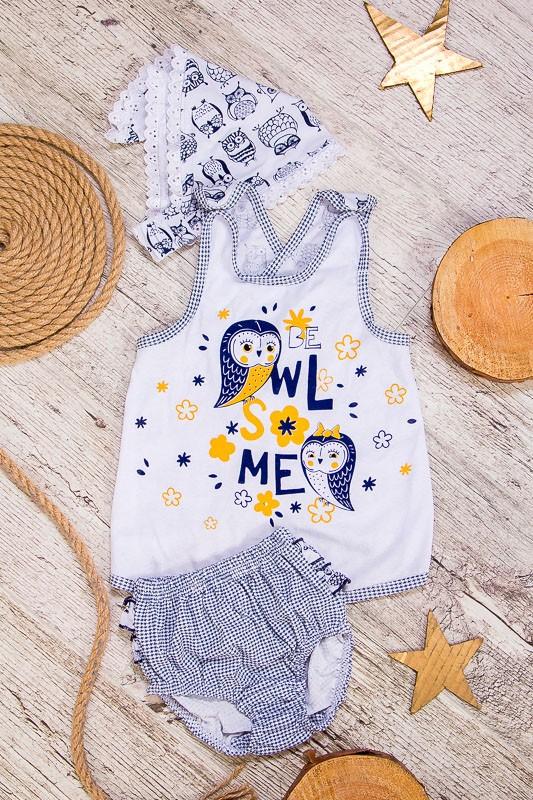 

Комплект дитячого одягу для дівчинки – Бавовняний трикотажний топ і трусики з рюшами, Літо, 5017-002-33 HC 56 безодня