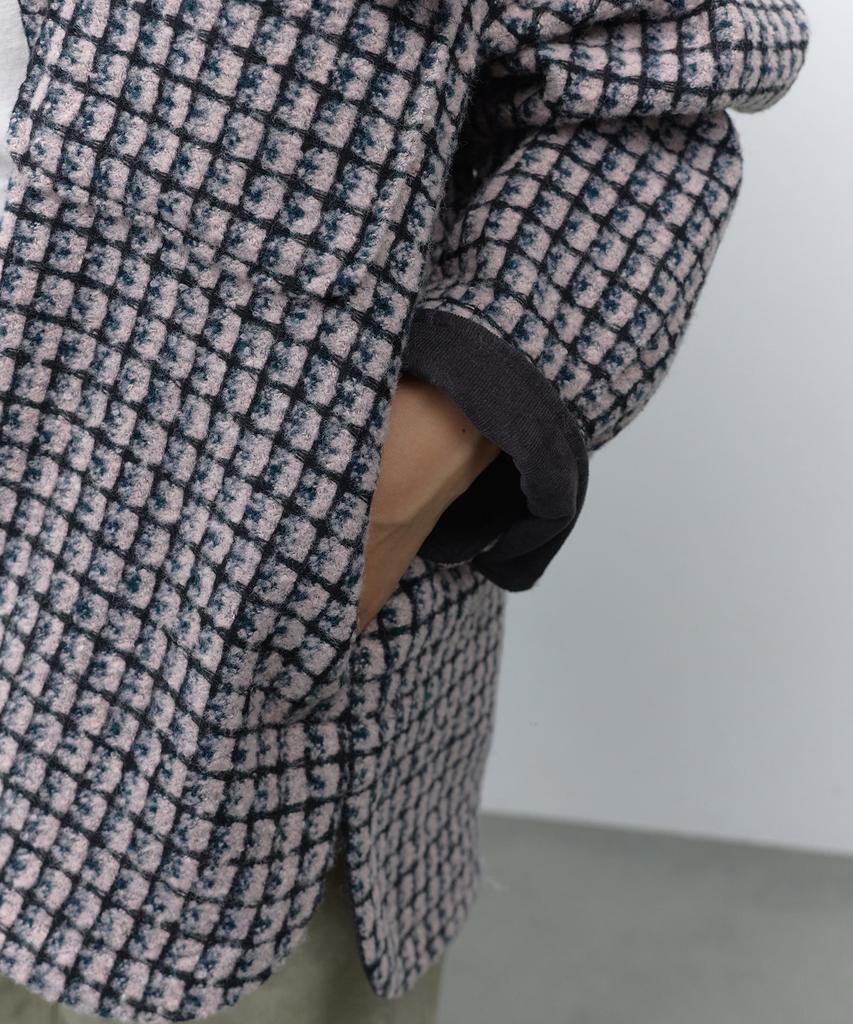 RAFFINE ATELIER Corduroy Color Block Shirt Jacket Pink
